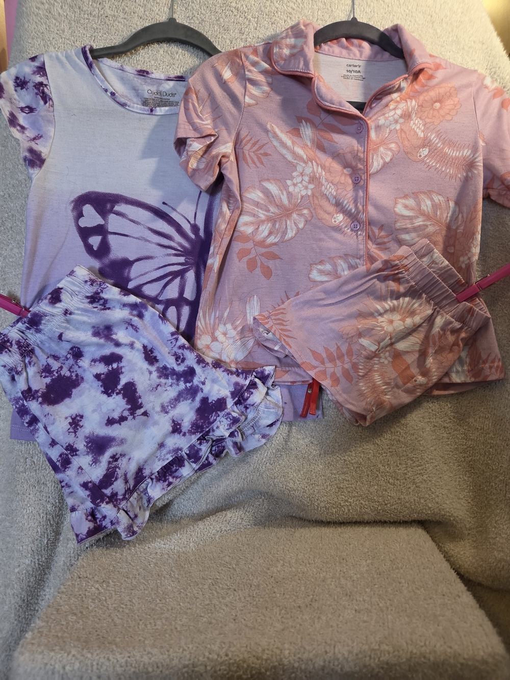 Carter's & Cuddle Duds Girls Pajama Sets - Pink & Purple